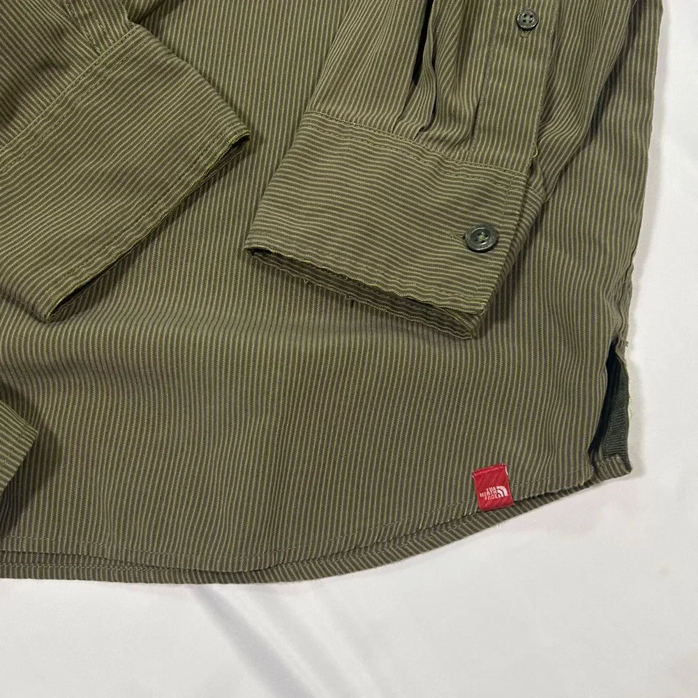 The North Face Distressed Olive Green‎ Button-Down Shirt Long Sleeve Mens Large